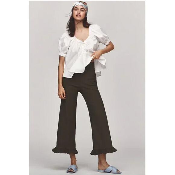 Anthropologie Pants - Anthropologie Colette Magic Fabric Ruffle-Hem Crop Wide-Leg Pants 27 NEW